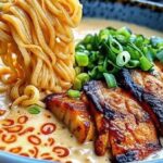 Fiery Chicken Ramen With Creamy Garlic Sauce