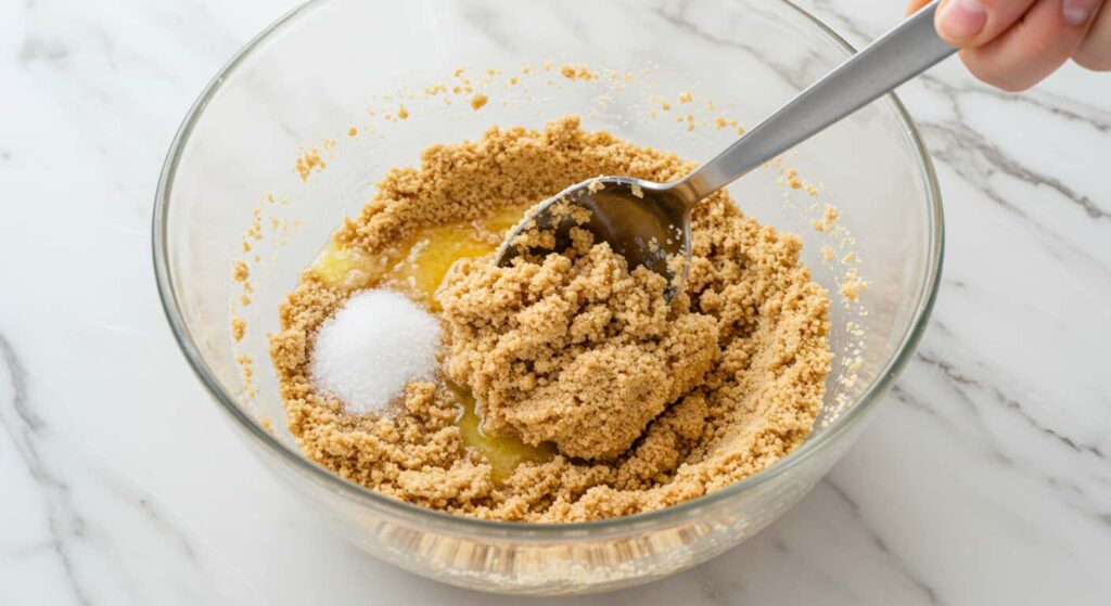 Mixing Graham With Butter And Sugar